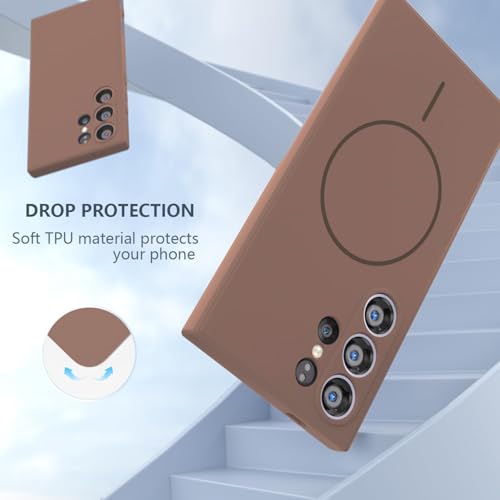 Image of DIZORO Microfiber Candy Case Compatible for Samsung S26 Ultra 5g Magnetic Silicone Case, Compatible with MagSafe Shockproof, Anti-Scratch Soft Non-Slip Full Body Protective Back Cover (Brown)