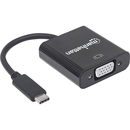 Image of Manhattan USB-C to VGA Converter Cable, 1080p@60Hz, Black, 8cm, Male to Female, Blister