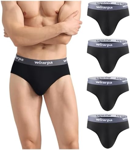wirarpa Men's Cotton Stretch Underwear Support Briefs Wide Waistband Multipack
