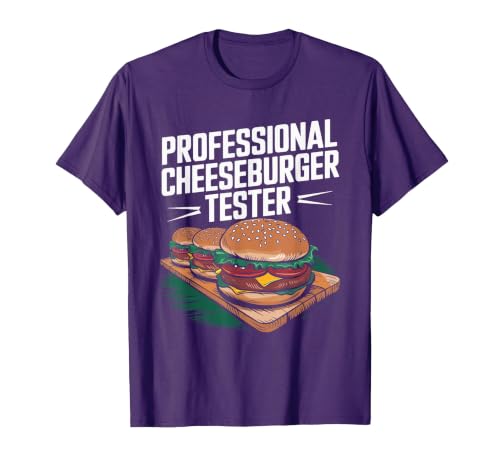 Professional Cheeseburger Tester, Burger Lover Burger Junkie T-Shirt, Men, Purple, Small