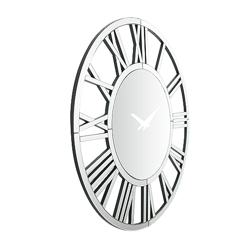 Deco 79 Glass Decorative Wall Clock Mirrored Wall Clock for Home, Wall Clock for Room 40" x 1" x 40", Silver by Deco 79 - Image 4