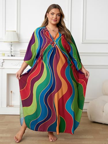 Image of Kaftan Dress for Women - Plus Size Caftan Maxi Beach Dress Moo Moos Loungewear, Swimsuit Cover Up for Beach, Pool or Vacation