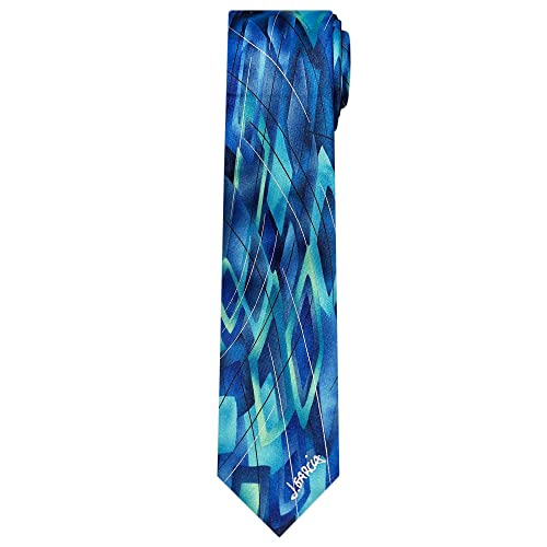 Jerry Garcia Collectors Edition Mens Lady with Elaborate Headdress and Gekko Artwork Regular Length Neck Tie - Blue