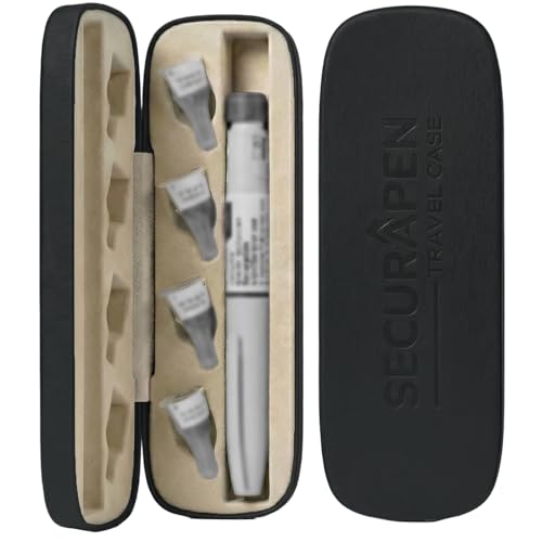 SECURAPEN Compatible with Mounjaro Monjaro Travel Case Injection Pen Travel Case with Steel Protect Hardshell Storage with Needle Slots for Holidays & Travel for Weight Loss Pens. Slim (Black)