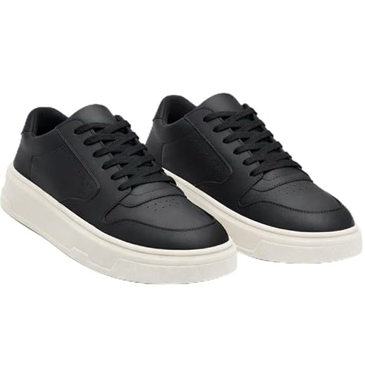 Tenis Casual Masculino Sola Alta Sport Fino Confortável Leve Antiderrapante (Preto/Off, BR, Adulto, Numérico, 42)