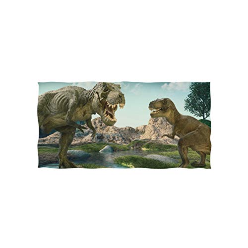 LUYISI フェイスタオル 恐竜柄 森 森林 子供用バスタオル ふわふわ 柔らか肌触り 吸水 速乾 抗菌防臭 ギフト用 約76×38cm