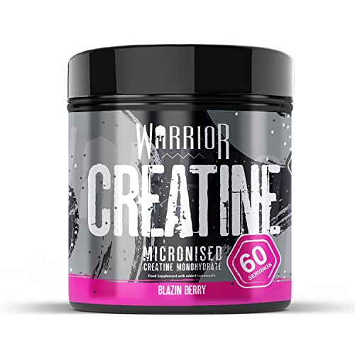 Warrior Creatine Monohydrate Powder – 300g – Micronised for Easy Mixing and Consumption – 100% Pure Creatine – Proven to Improve Physical Performance & Recovery, 60 x 5g Servings, Blazin' Berry