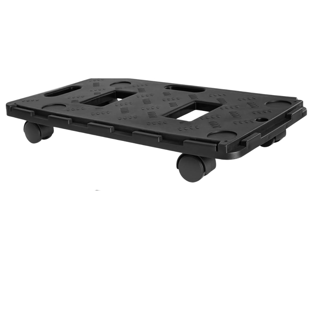 Trendi Black 100Kg Interlocking Heavy-Duty Plastic Dolly Trolley With 360° Swivel Wheels | Anti Slip Surface | Stackable Platform For Moving Boxes, Furniture & Appliances | Ideal For Graden, Garage Or Diy (1)