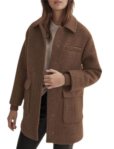 CHARTOU Women Winter Wool Jacket Snap-Button Short Pea Trench Coat Outwear Coat - Main Image