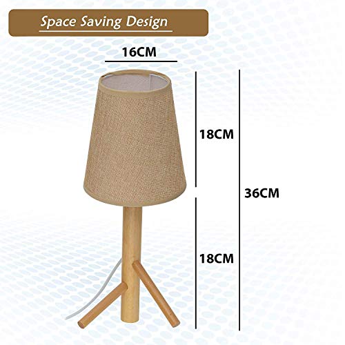 Image of Table Lamp in Natural Wood Bedside Nightstand Lamp Home Decorative for Bedroom, Study, Office, Work, Kids Room, Ideal Gifts