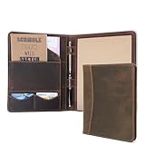 TheAntiq Leather Portfolio Organizer Professional Leather Padfolio for Men and Women A4 Document Folder Resume Holder Legal Pads 8.5 x 11 Padfolio Executive Writing Pad and Document Organizer Brown