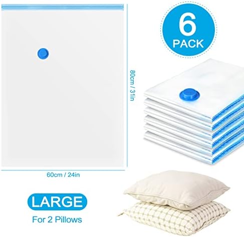 YYSG Vacuum Storage Bags, 6 Pack Large Size (80 x 60cm), Compressed Reusable Double-Zip Seal for Clothes, Duvets, Bedding, Pillows, Mattress, Quilt, Sweaters, Dress, Coats, Curtains, Blankets