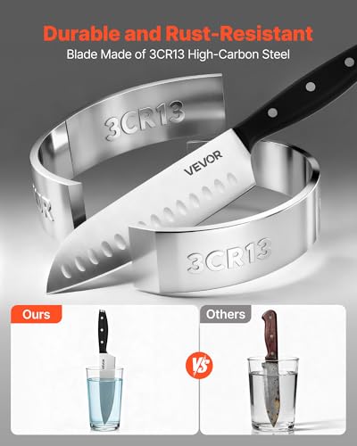 VEVOR Juego de Cuchillos de Acero Inoxidable de Alto Carbono, con Bloque de Madera y Afilador, con Mangos Ergonómicos y Tijeras de Cocina para Cocineros Caseros, 180 x 107 x 330 mm, 15 Piezas - imagen 4