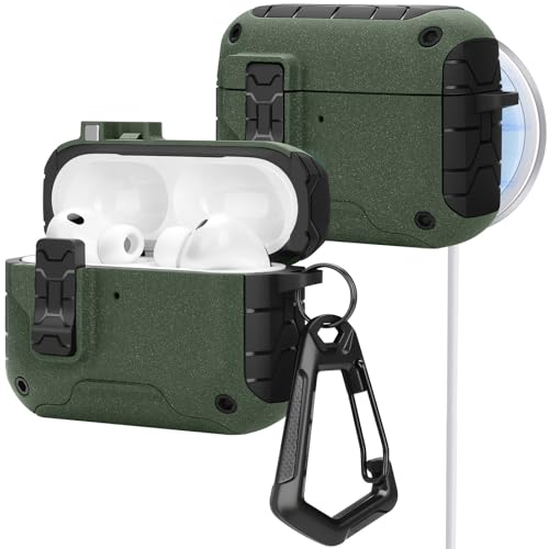 Image of HITZEE for AirPods Pro 3 Case, Compatible with AirPods Pro 3rd Generation Case (2025), Magnetic Automatic Lock with Phone Stand, Compatible with MagSafe Cover, Green