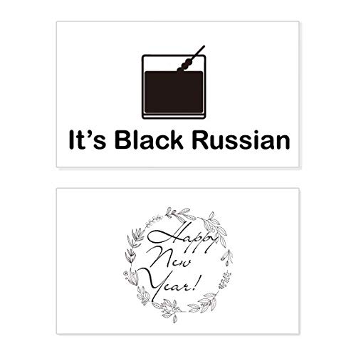 Tarjeta de cóctel ruso negro para Año Nuevo: dedicatoria y bendición de Fin de Año