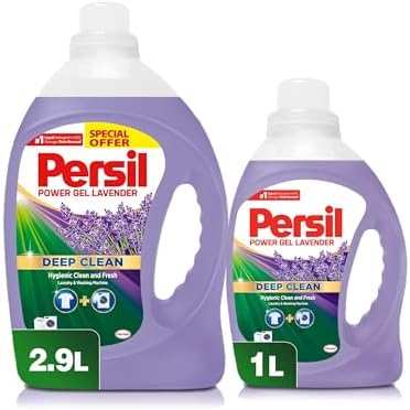 Persil Power Gel Liquid Laundry Detergent, With Deep Clean Technology, Lavender, 2.9L +1L