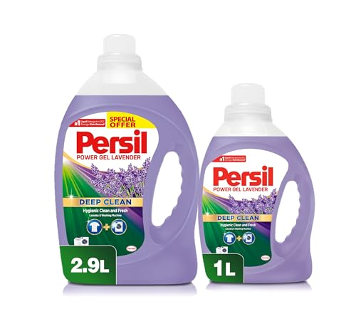 Persil Power Gel Liquid Laundry Detergent, With Deep Clean Technology, Lavender, 2.9L +1L