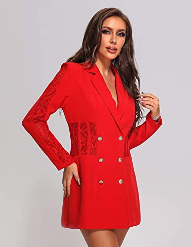 BELLA BARNETT Lace Blazer Dress Stylish Blazer Dress V-Neck Blazer Mini Dress2