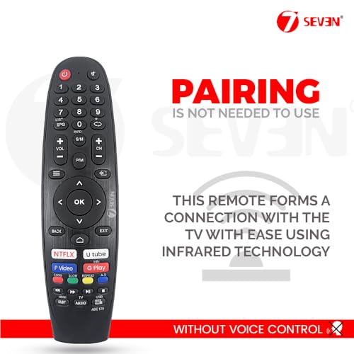 Image of 7SEVEN Compatible for Sansui Tv Remote Original Suitable Smart Android FHD UHD Television 32 43 55 65 inches and Make Sure Existing Remote Match Exactly to Replicate and Perform Comfortably