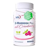 D-Mannose Plus mit Cranberry | Hochdosiert mit 1000 mg D-Mannose und 400 mg Cranberryextrakt | Für den Erhalt normaler Schleimhäute und einer normalen Immunfunktion | Monatsvorrat mit 90 Kapseln