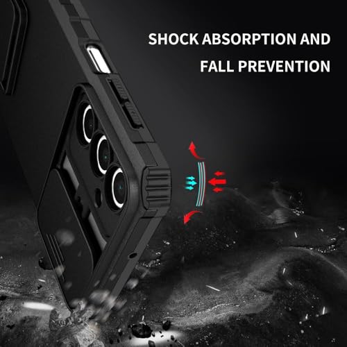 Image of Back Cover Case for Samsung Galaxy A25 5G | Sliding Camera Shield | Stereoscopic Stand | 360 Protection Mobile Phone Case Cover for Samsung Galaxy A 25 / A25 5G | PC, Black Back Cover