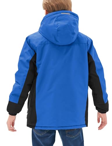 MoFiz Boy's Waterproof Sking Snow Jacket Hooded Fleece Lined Winter Coats Windproof Outdoor Softshell Jacket Kids 14-16 Years Black L - Image 6