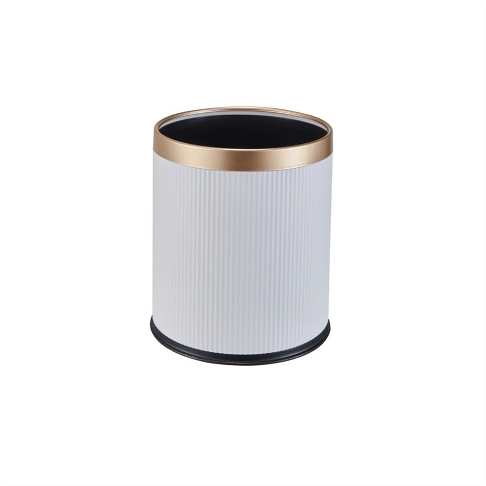 Kitchen Trash Can Wastebasket, Round Lidless Double Bucket Design Large Plastic Wastebasket for Home Kitchens and Coffee Shops Garbage Can (White)