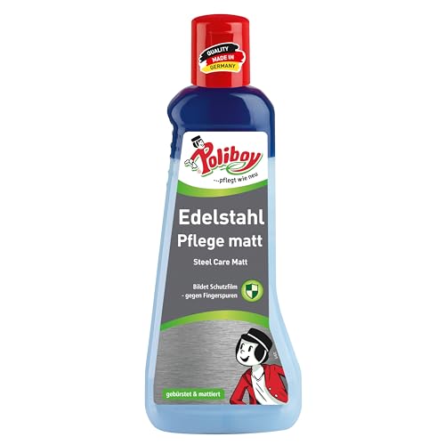 POLIBOY Edelstahlpflege matt - Edelstahlreiniger zum Reinigen von mattierten und geb&uuml;rsteten Edelmetall - 1x 200ml - Made in Germany