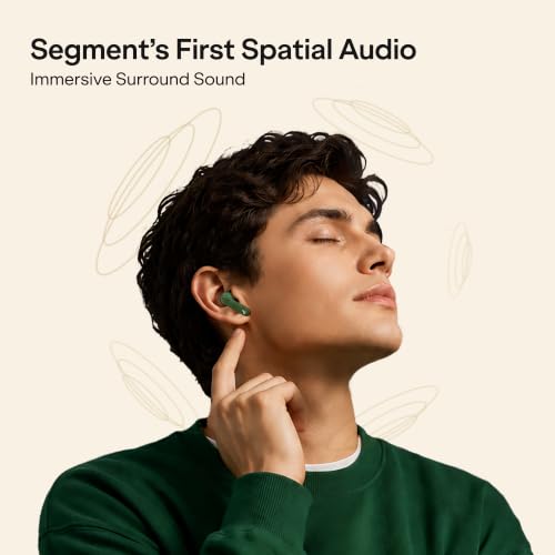 Image of boAt Airdopes Plus 224, Powerful Spatial Audio, 60H Playback, Quad Mics AI-ENx, 13 mm Drivers, Hearables App, Multipoint Connectivity, Google Fast Pair, Bluetooth v6.0 TWS Earbuds (Forest Green)