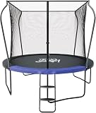123JUMP 10FT Outdoor Trampoline with Safety Enclosure Net and Ladder, Round Recreational Trampoline for Kids with ASTM Approval, Spring Pad Cover, Heavy Duty Jump Mat