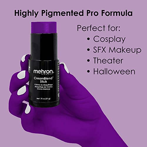 Image of Mehron Makeup CreamBlend Stick | Face Paint, Body Paint, & Foundation Cream Makeup | Perfect for Halloween .75 oz (PURPLE)