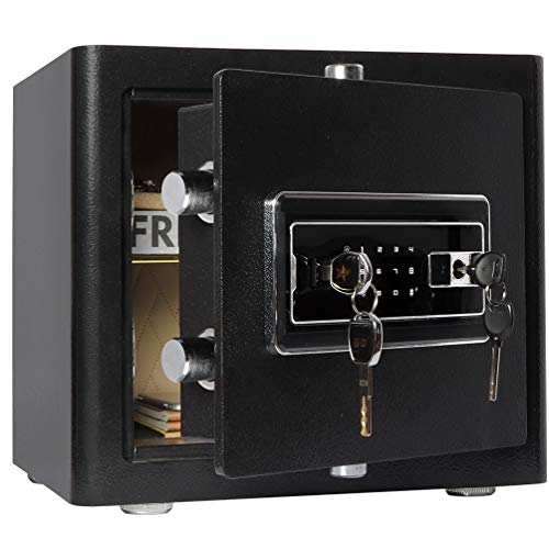 Lovndi Digital Security Safe Box for Home Office-Double Safety Key Lock and Password, Home Safes-0.94 Cubic Feet, Black - Thumbnail 5