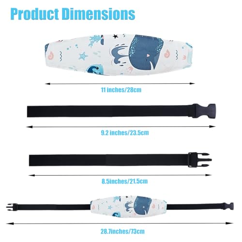 Image of 3 Pcs Baby Head Support for Car Seat Stroller Seat Neck Relief Head Band Straps Headrest for Toddler Kids Children Child Baby Infant Sleeping Traveling(White and Grey)