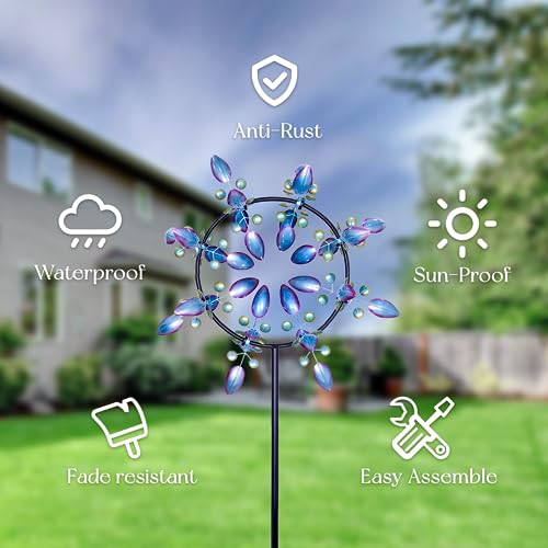 Pure Echo CT43-001 Peacock Wind Spinners Outdoor, Garden Spinners Metal Large 87 Inches thumb #4
