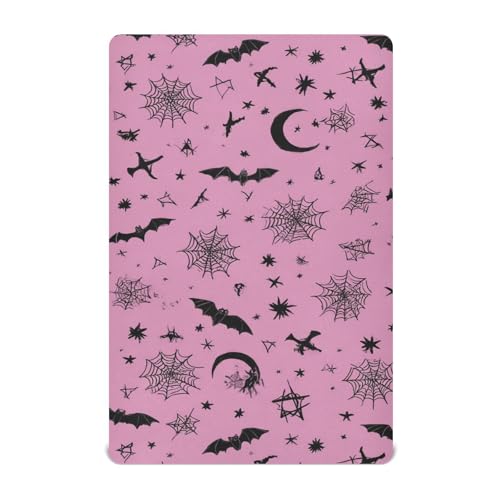 Image of Baby Crib Sheet Goth Bats Stars Crib Mattress for Boys and Girls Playard Sheet Soft Breathable Fitted Baby Mattress Cover 52x28in