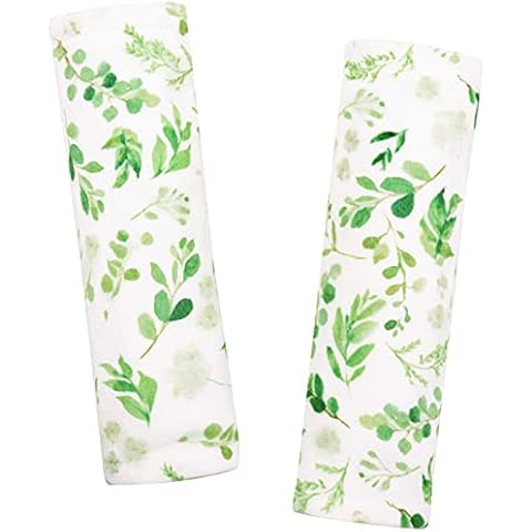 Baby Car Seat Belt Covers, Green Leaf Car Seat Straps Shoulder Pads for Girls Boys, Minky Seat Belt Protectors for Car Seats/Pushchair/Stroller, for Kids Newborn Infants Toddlers Cover