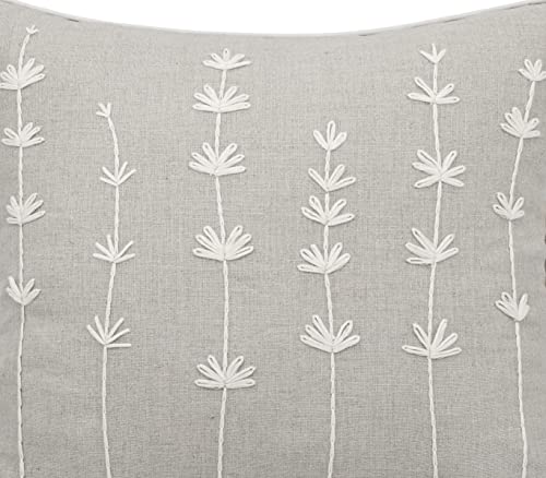 Vagmine Handwork Embroidered Linen Square Decorative Accent Throw Pillow Cover - For Master Bedroom, New Home, Anniversary, Farmhouse, Couch, Sofa - Daisy-Natural, 18X18 Inches #TOP3