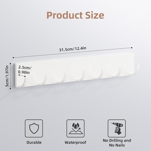 Miniatura 2 de Toski 2 Piezas Colgador Llaves Pared Sin Taladrar, Cuelga Llaves Pared Colgador De Llaves Porta Llaves, 7 Ganchos, Adhesivo Potente, Sin Huellas - Gris, Estilo Moderno Para Salón Y Cocina, Blanco