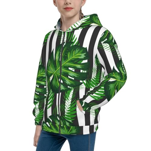 Palm Greenery Kid Hoodies Boys Zip Up Sweatshirts Girls Pullover with Pocket