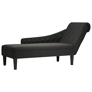 vidaXL Tumbona con Almohada y reposabrazo Derecho Tela Negro, sillón, diván, Silla de salón, sofá Silla, Tumbona, sofá de salón, diván de salón