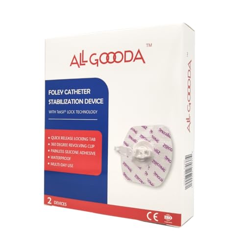 ALL GOOODA Foley Catheter Stabilization Device [2-Pack] Gentle Securement with Teksil Lock 360 Swivel Tab Waterproof Silicone Adhesive No Skin Prep Needed & Painless Removal
