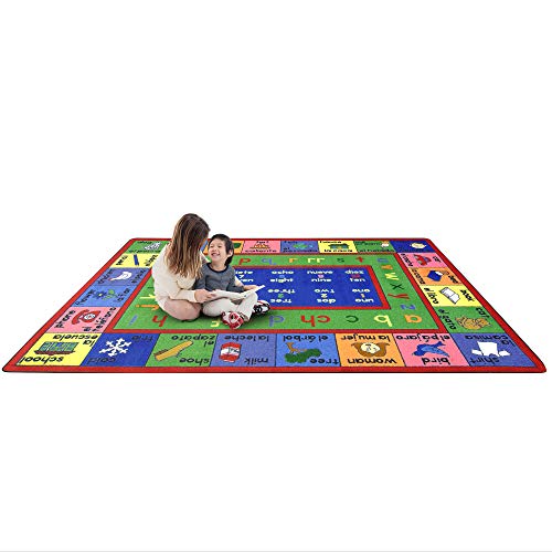 Joy Carpets Kid Essentials Spanish Lengualink Rug, Multi, 5'4" X 7'8" #TOP1