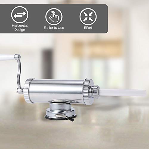 Sausage Stuffer Horizontal Kitchen Machine - Aluminum Meat Stuffing Maker Kit With 4 Size Professional Filling Nozzles Attachment, Commercial And Household Use (5 Lbs) #TOP7