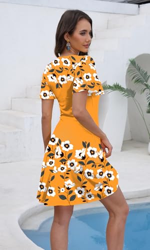 Image of COSSEN Women's Casual Short Sleeve Dress with Pockets