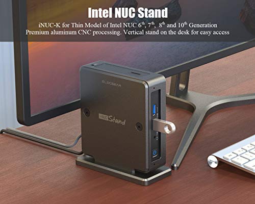 ElecGear iNUC-K Vertikaler Ständer für Intel NUC Mini PC, Aluminium Kühlung Halter Case Desktop VESA Mount Platzsparender Organizer, Kompatibel mit Thin Edition von 10, 8, 7 und 6 Mainstream Kit