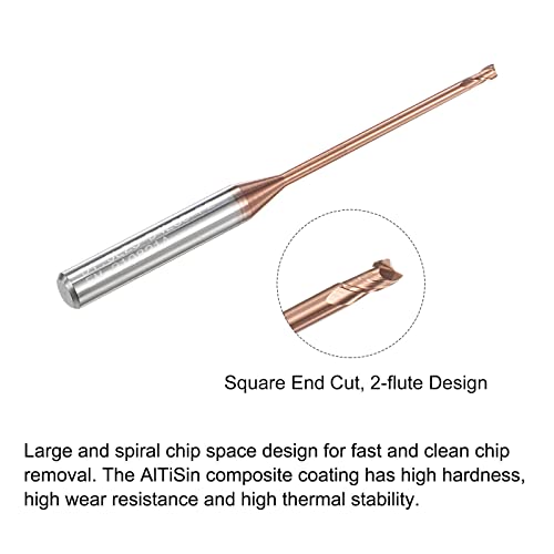 Image of uxcell Square Nose End Mill, 1.5mm Solid Carbide AlTiSin Coated Long Reach CNC Router Bits 2 Flutes Milling Cutter with Extended Neck, 25mm Cutting Length 4mm Shank