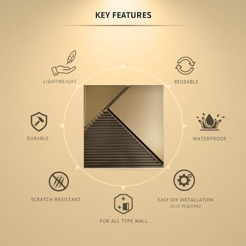 Image of Kayra Decor 3D PVC Wall Panels for Bedroom & Living Room | Fluted 1 Design | Golden Color | 19.7 x 19.7 Inch | Pack of 18 | 48.42 Sq Ft