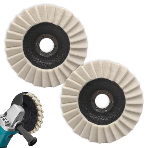 Zalizr 2 PCS Wool Felt Flap Polishing Discs, 115 MM/4.5" Buffing Grinding Shutter Wheels for Angle Grinder, Drill Attachment for Metal, Marble, Stone, Stainless Steel, Plastic, Fiberglass