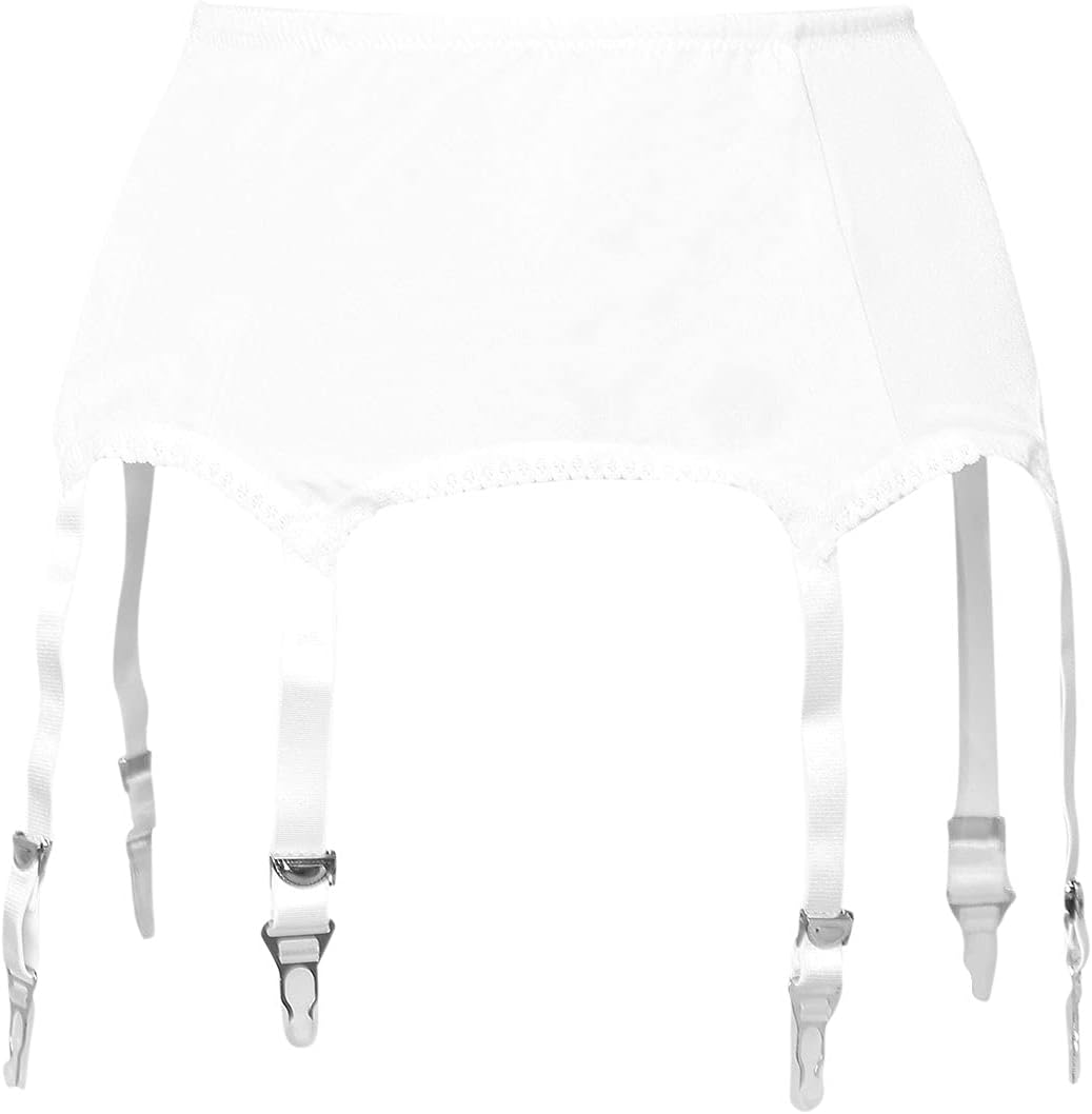 Women's Sexy Lace Garter Belt with 6 Straps Metal Clip Suspender for Thigh High Stockings