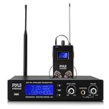 Pyle Wireless in-Ear Monitor System - Pro Metal IEM with Bodypack Receiver, 220 Frequencies, Stereo L&R Inputs, Mono Output, 164 ft Range, Passive Noise Cancelling for Stage, Studio, Live Performance